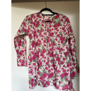 Dosa Floral Cotton Tunic Blouse Pink Rose Print